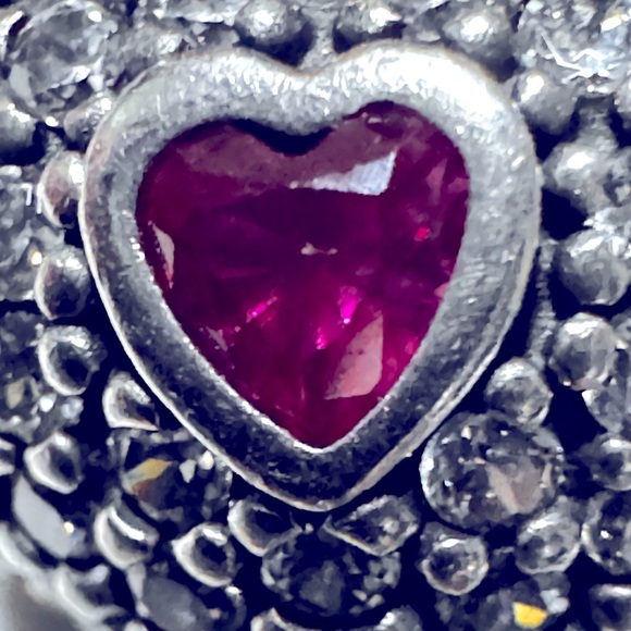 Authentic PANDORA In My Heart Clear CZ & Ruby Bithstone Sterling Silver Charm 😍 - Picture 4 of 4